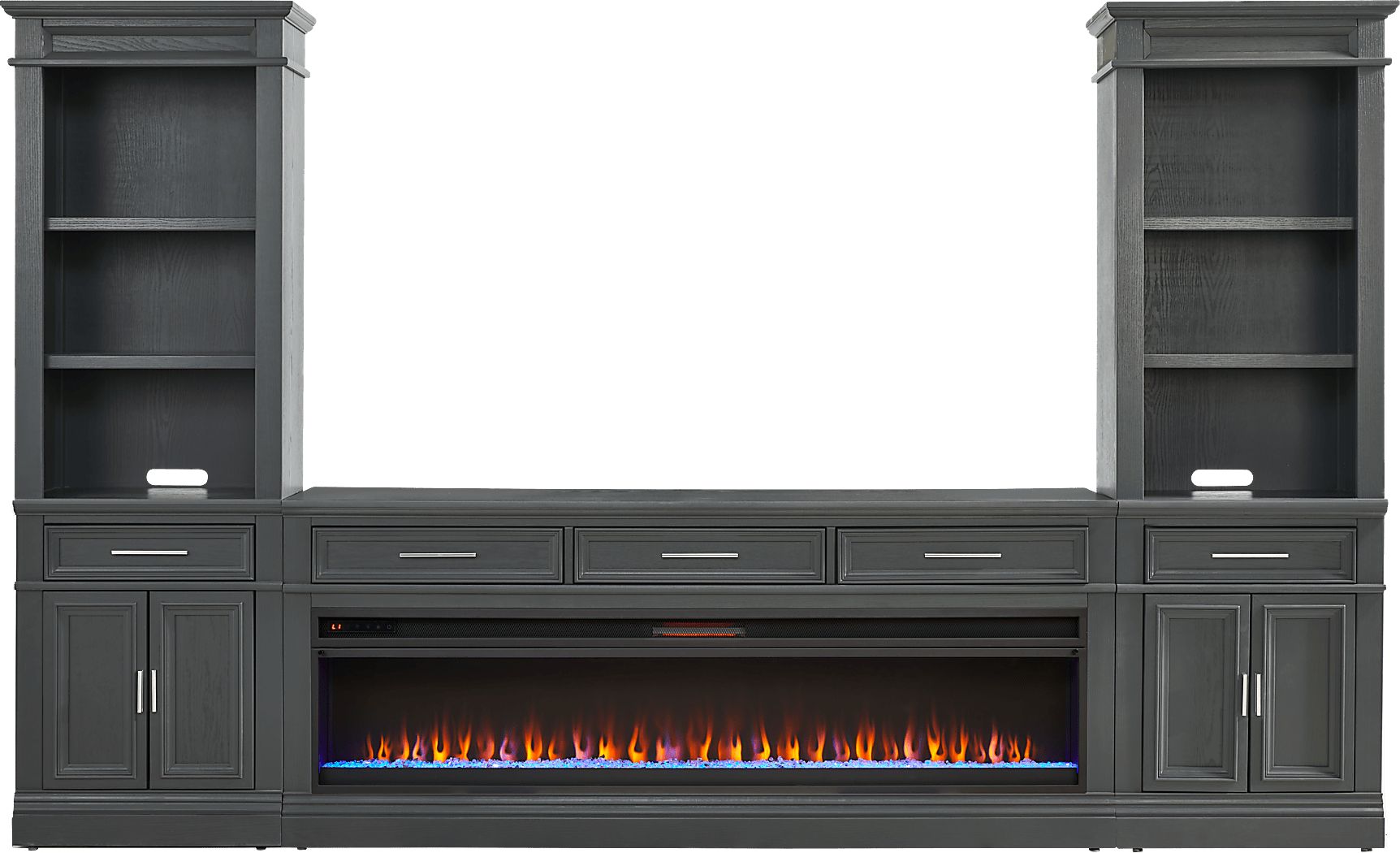 Stephenson Dark Gray 4 Pc Wall Unit with 78 in. Console and Electric Fireplace