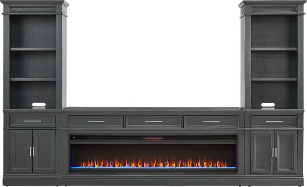 Stephenson Dark Gray 4 Pc Wall Unit with 78 in. Console and Electric Fireplace