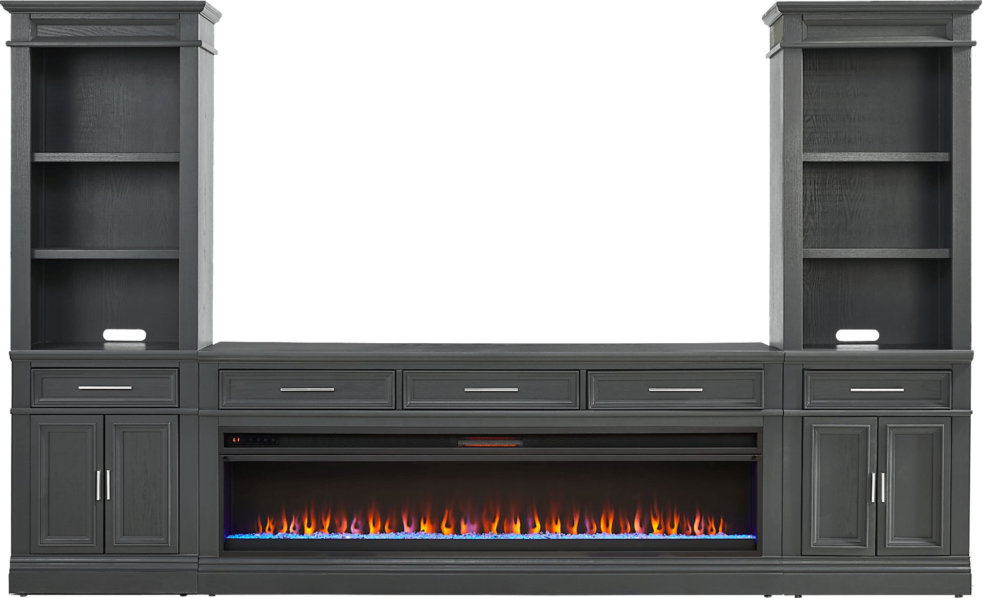 Stephenson Dark Gray 4 Pc Wall Unit with 78" Console and Electric Fireplace - Image 1