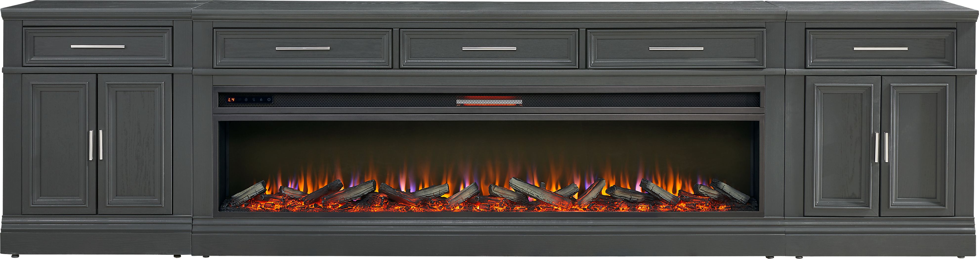 Stephenson Dark Gray 4 Pc Console with Electric Log Fireplace