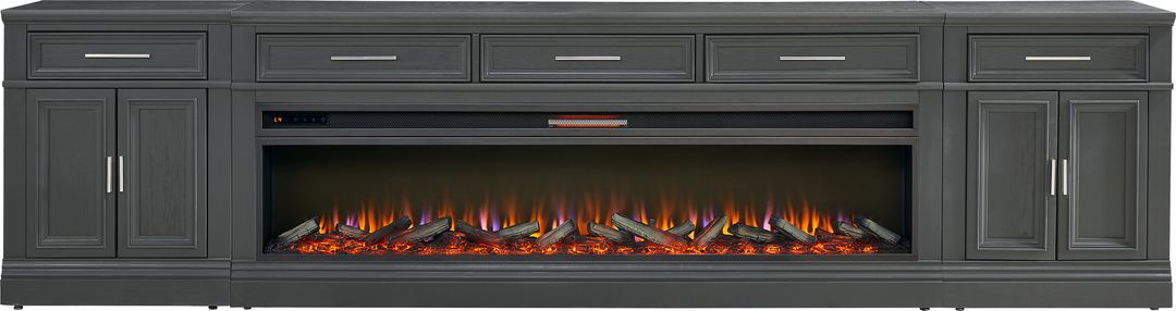Stephenson Dark Gray 4 Pc Console with Electric Log Fireplace