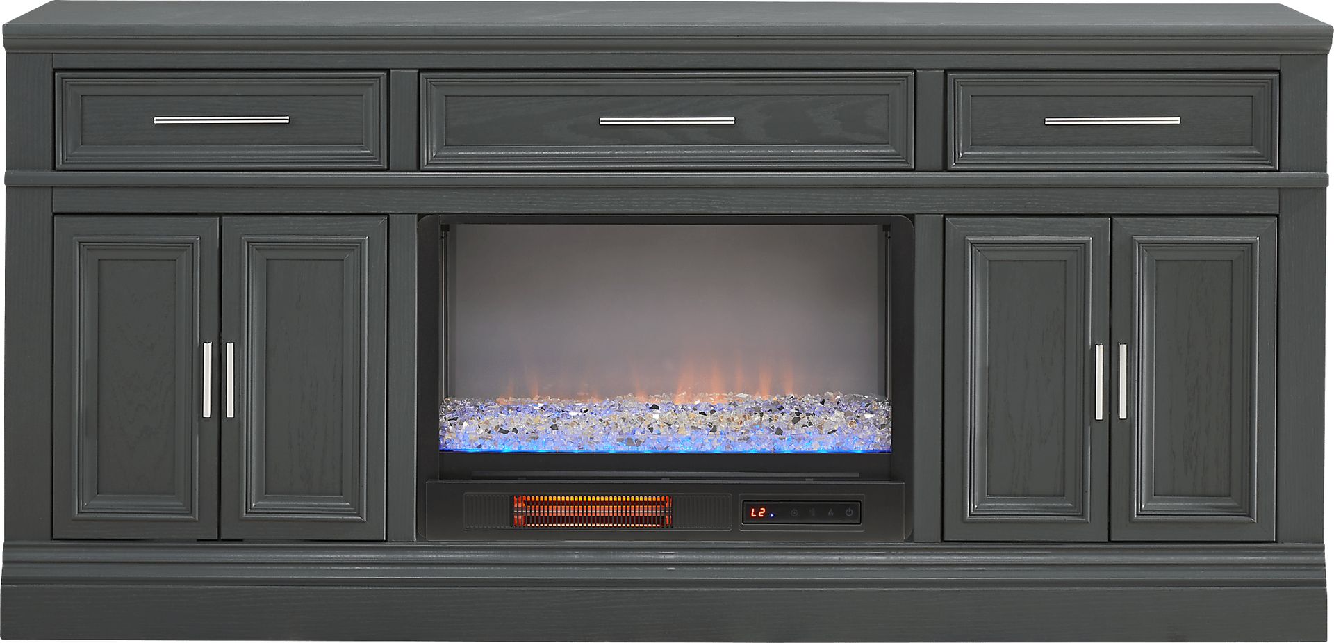 Stephenson Dark Gray 70" Console with Electric Fireplace - Image 1