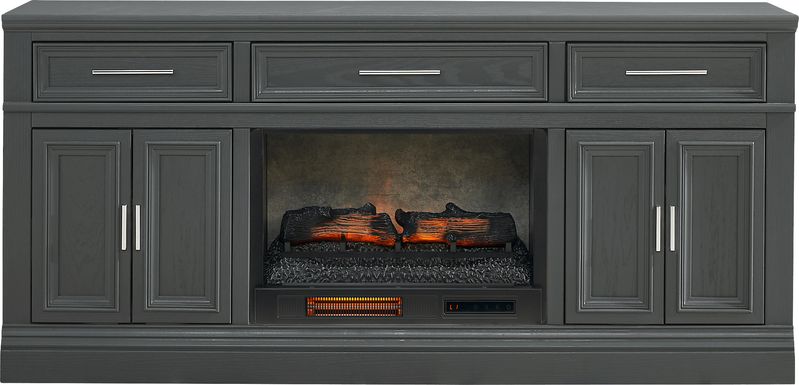 Stephenson Dark Gray 70" Console with Electric Log Fireplace