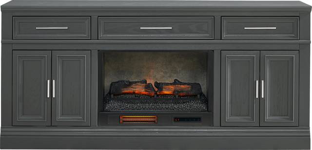 Stephenson Dark Gray 70" Console with Electric Log Fireplace - Thumbnail - Image 1