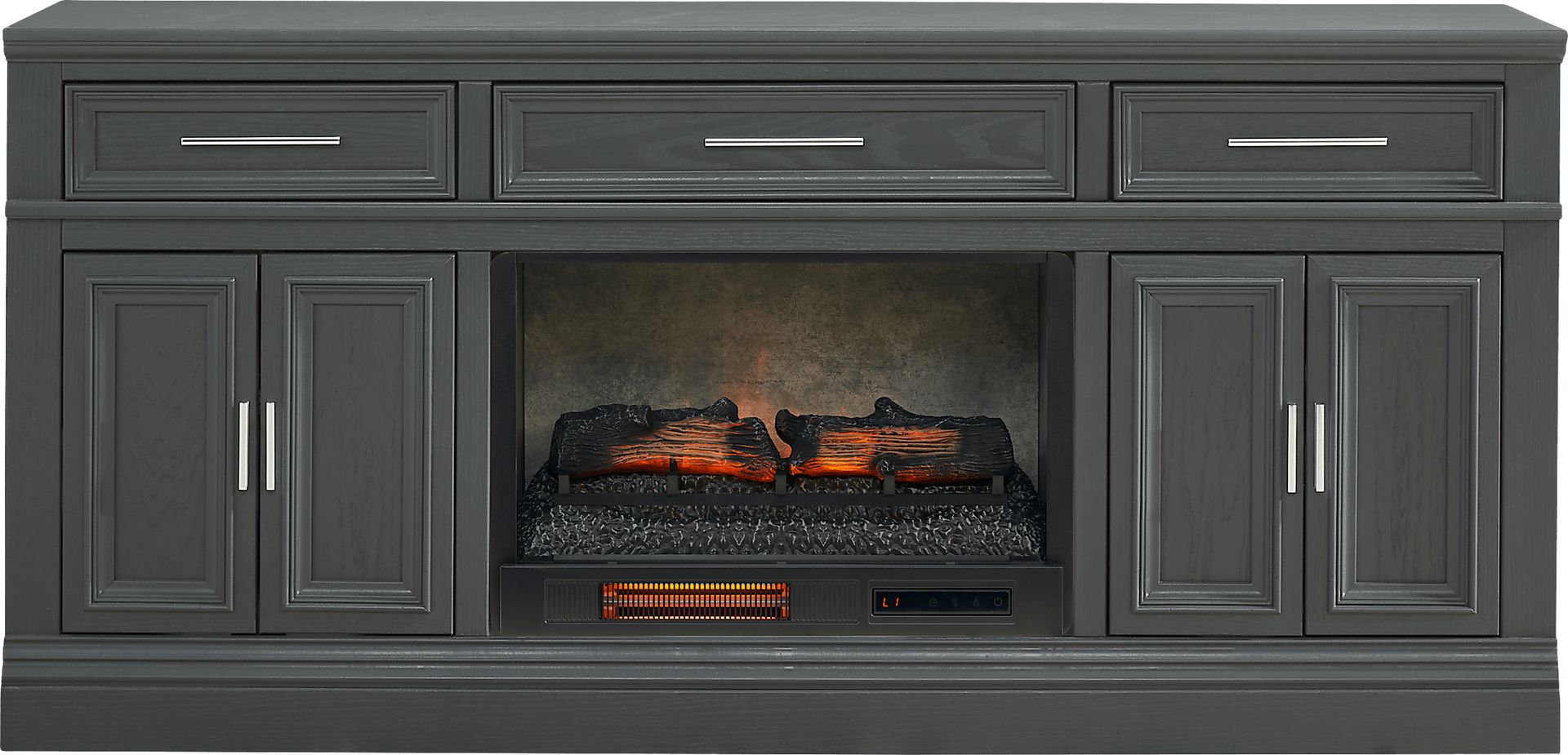 Stephenson Dark Gray 70" Console with Electric Log Fireplace - Image 1