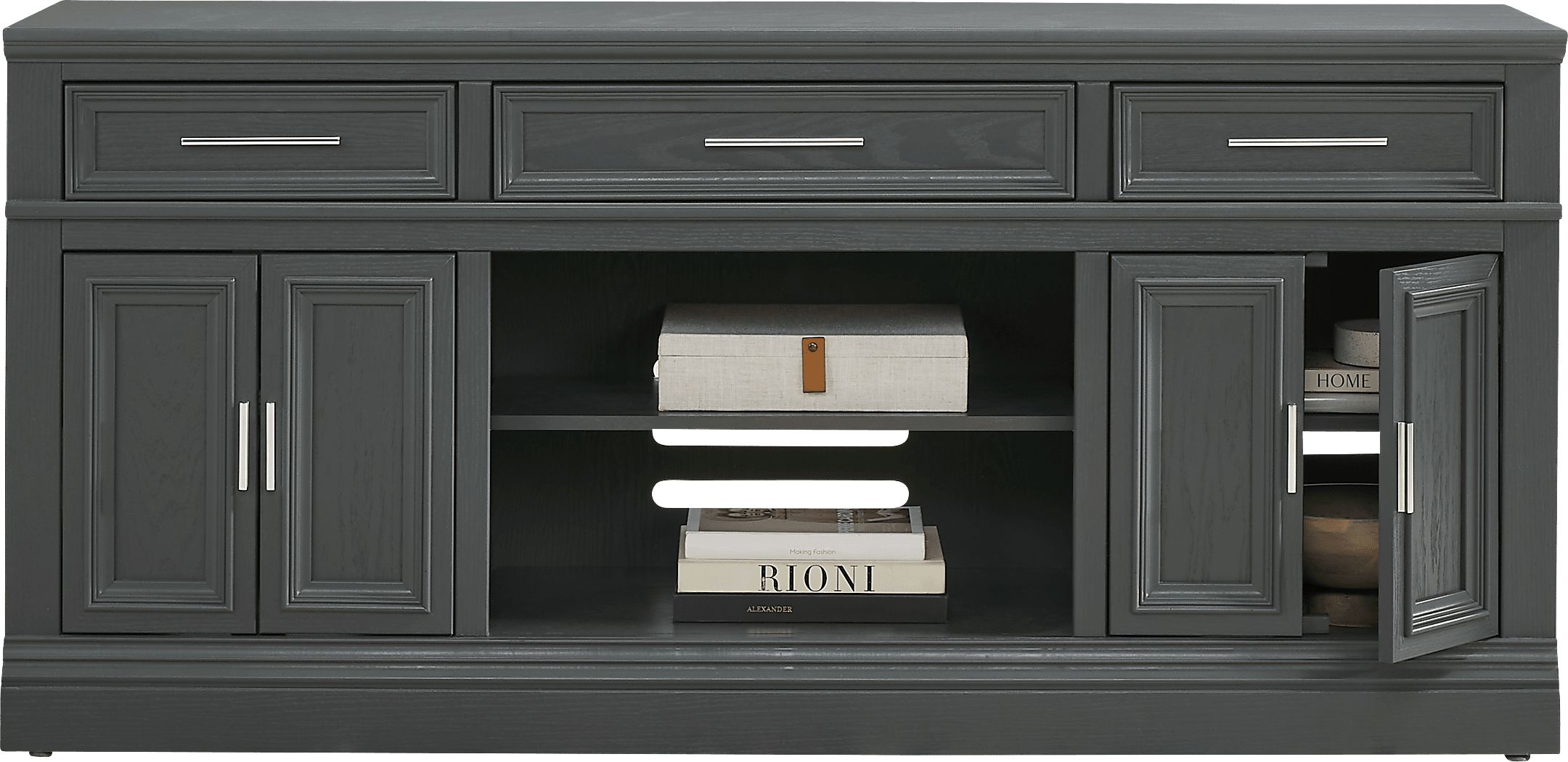 Stephenson Dark Gray 70 in. Console | Rooms to Go