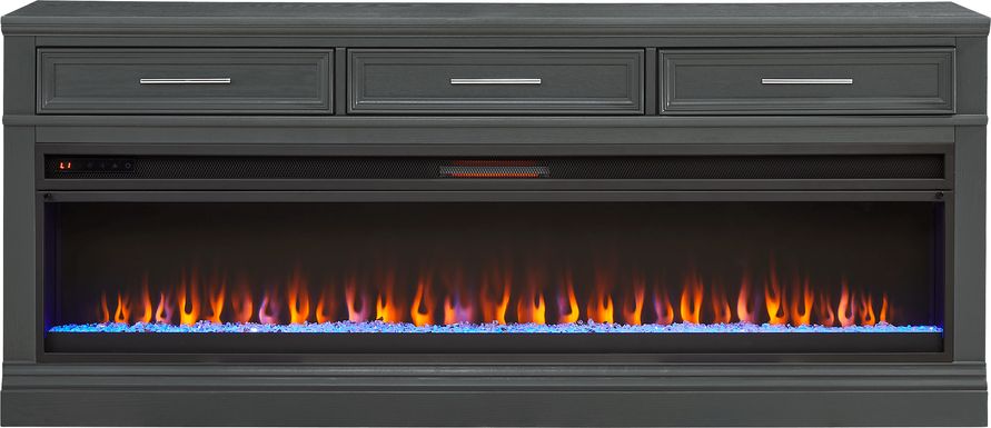 Stephenson Dark Gray 78" Console with Electric Fireplace