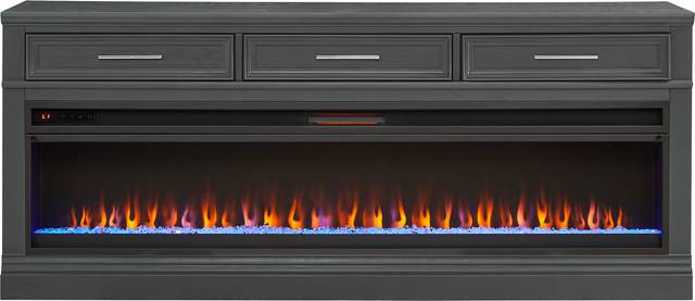 Stephenson Dark Gray 78" Console with Electric Fireplace - Thumbnail - Image 1