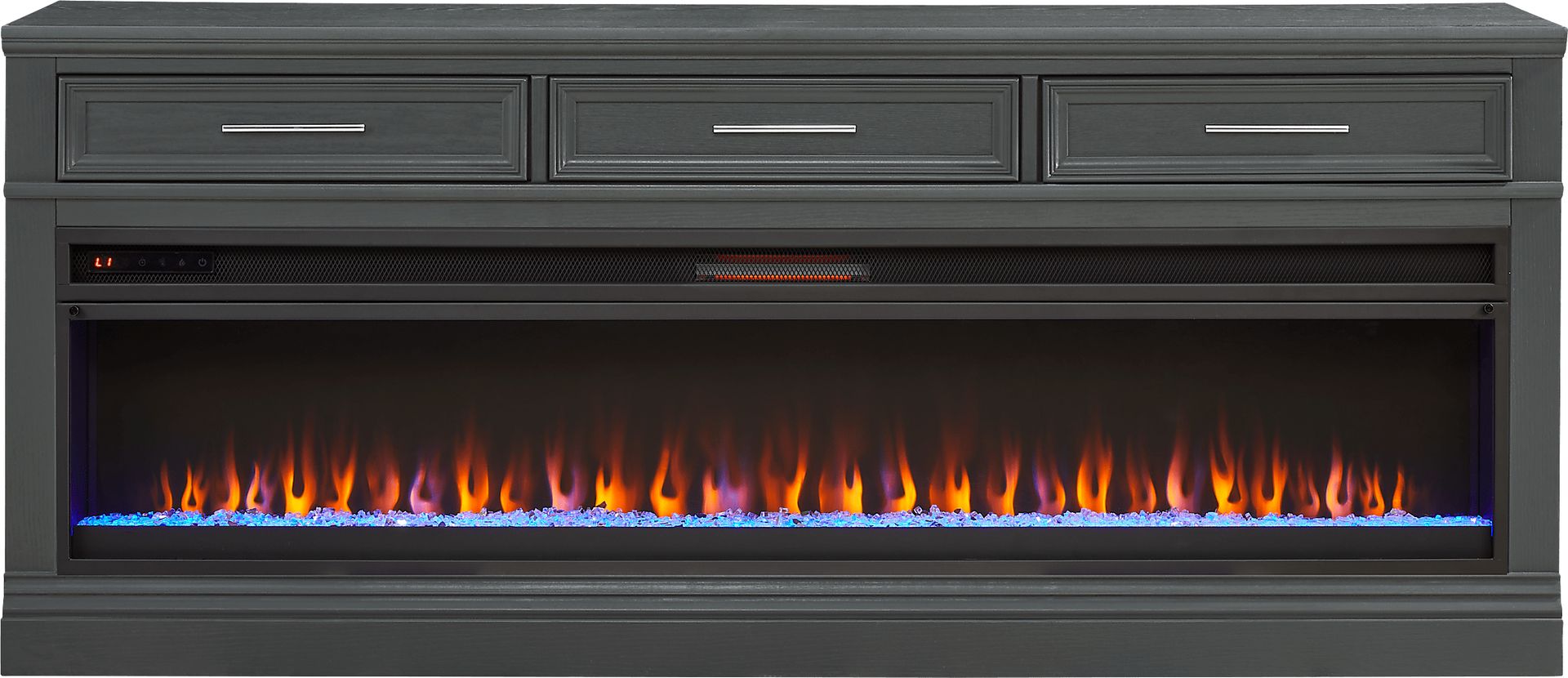Stephenson Dark Gray 78" Console with Electric Fireplace - Image 1
