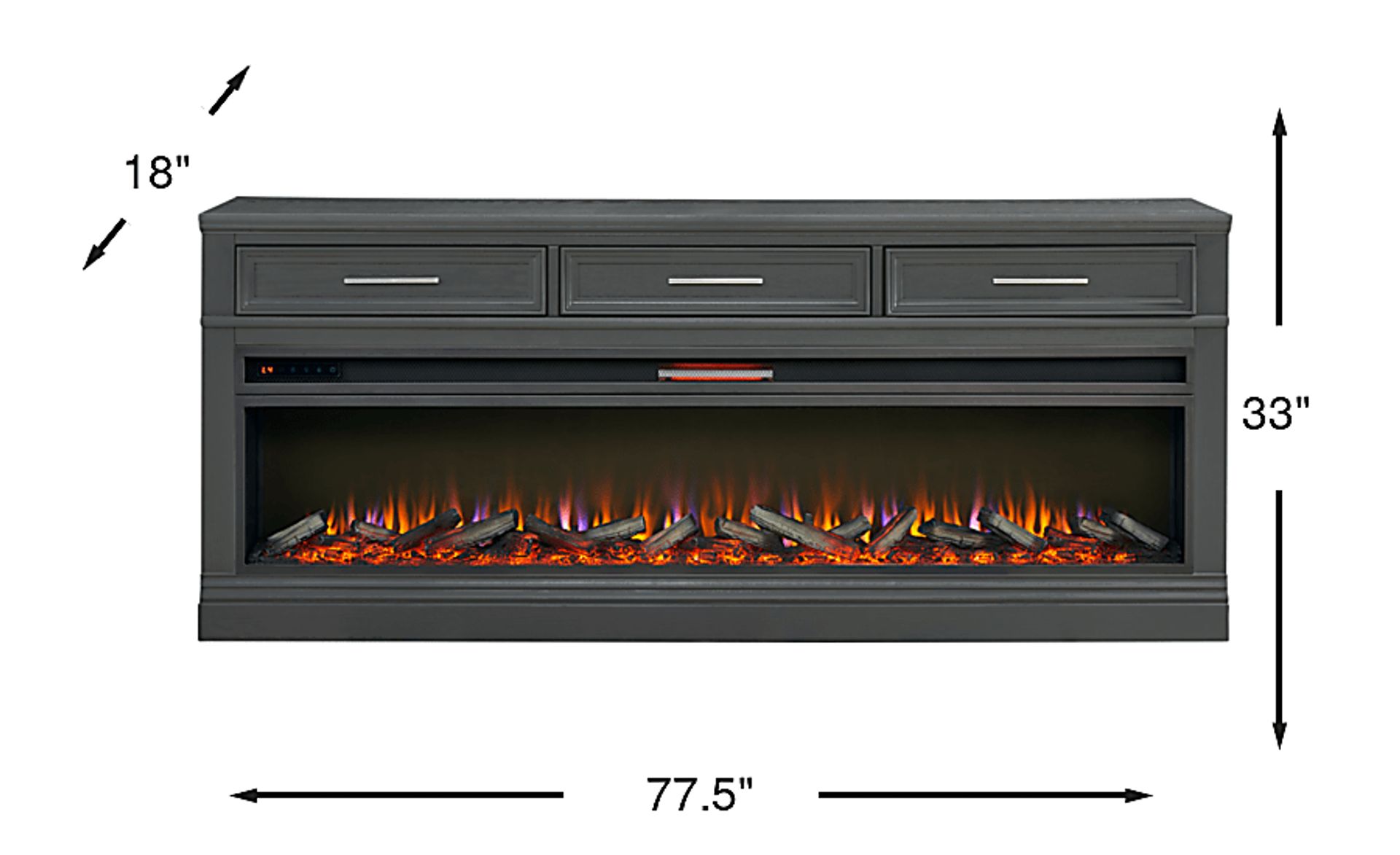 Stephenson Dark Gray 78 in. Console With Log Fireplace | Rooms to Go
