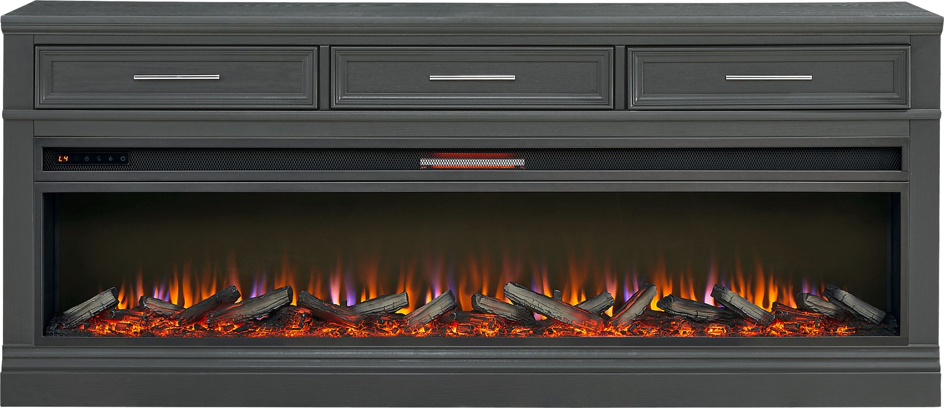Stephenson Dark Gray 78" Console with Electric Log Fireplace - Image 1