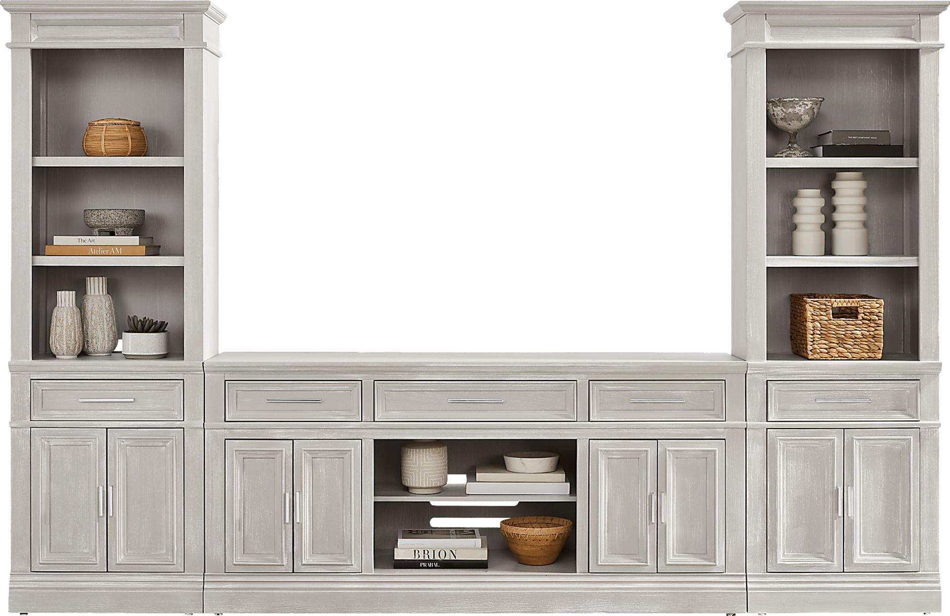 Stephenson Light Gray 3 Pc Wall Unit with 70" Console - Image 2