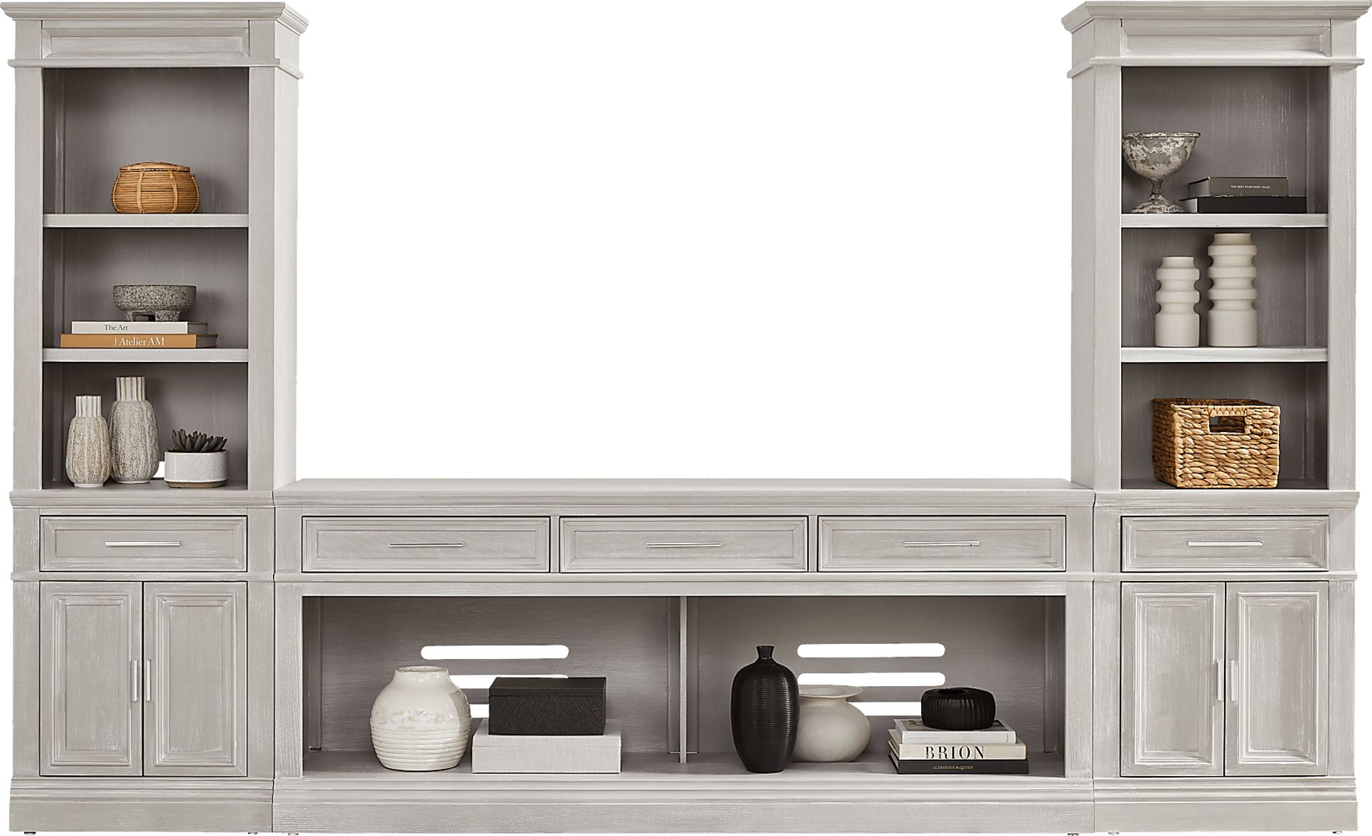 Stephenson Light Gray 3 Pc Wall Unit with 78" Console - Image 2