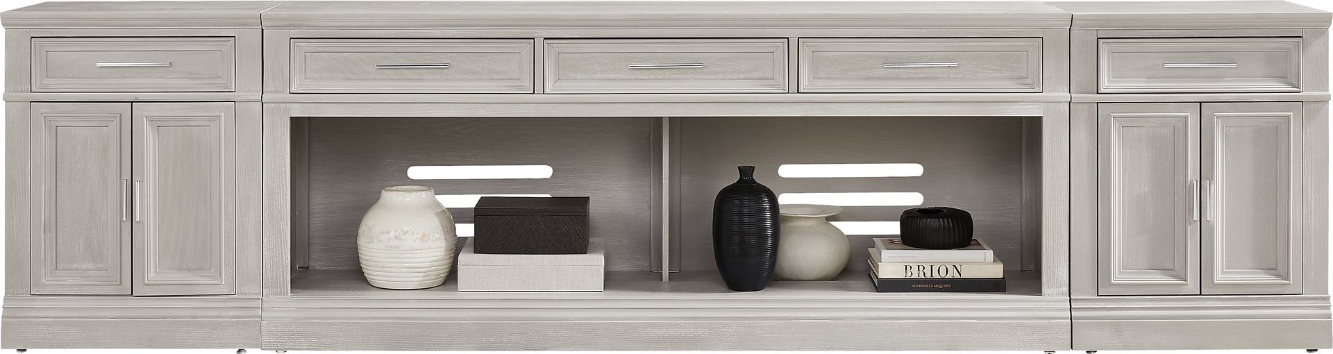 Stephenson Light Gray 3 Pc Wall Unit with 78" Console - Image 2
