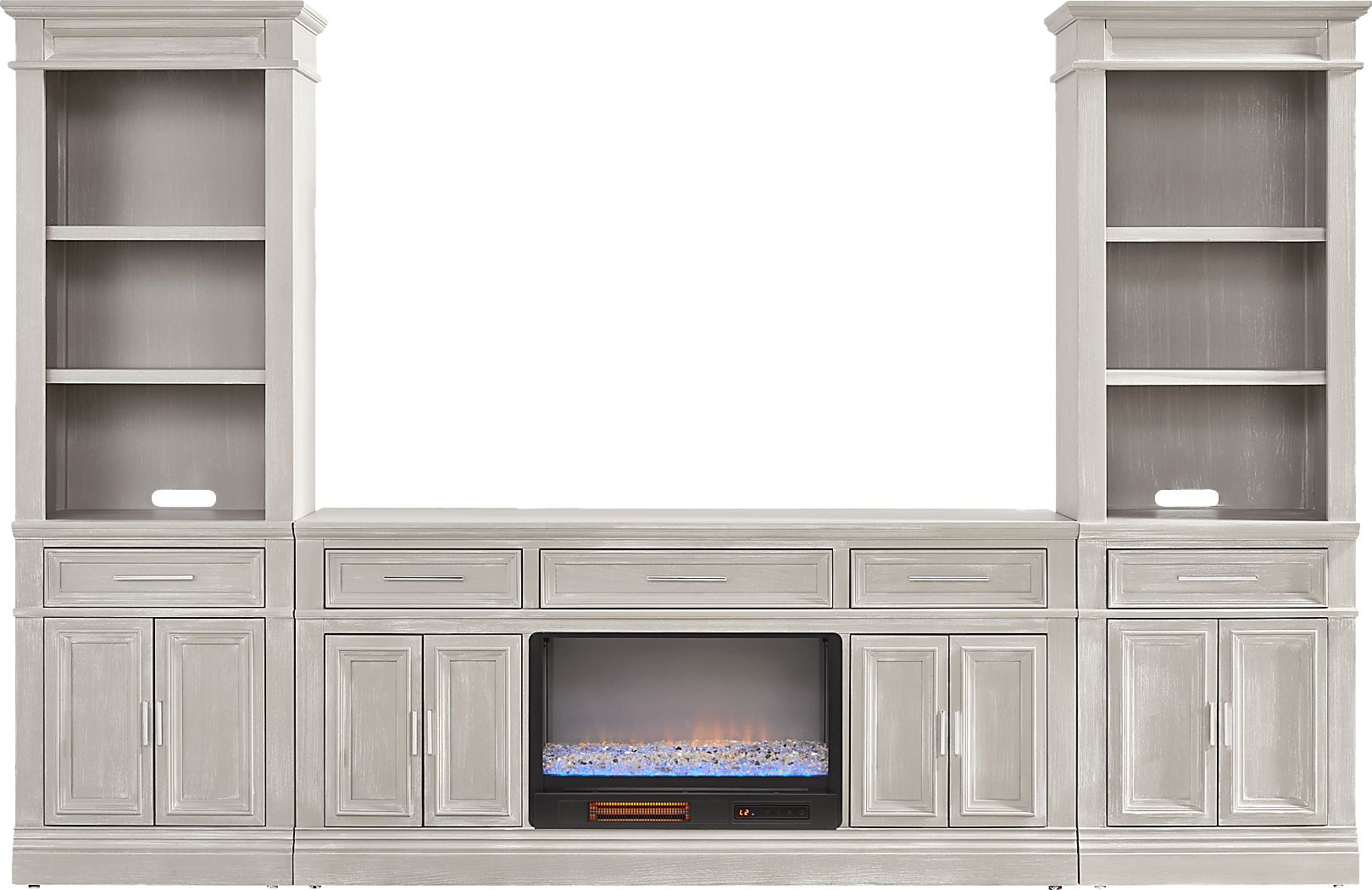 Stephenson Light Gray 4 Pc Wall Unit with 70 in. Console and Electric Fireplace
