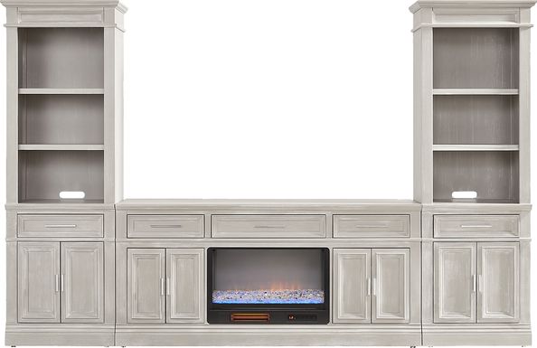 Stephenson Light Gray 4 Pc Wall Unit with 70 in. Console and Electric Fireplace