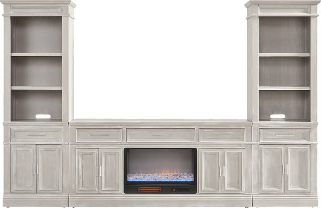Stephenson Light Gray 4 Pc Wall Unit with 70" Console and Electric Fireplace - Thumbnail - Image 1