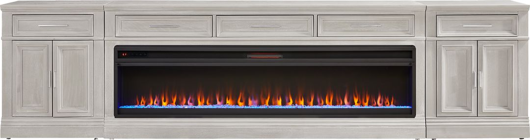 Stephenson Light Gray 4 Pc Console with Electric Fireplace