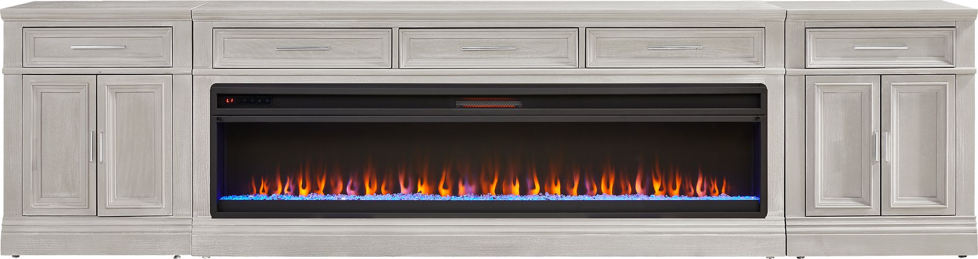 Stephenson Light Gray 4 Pc Wall Unit with 78" Console and Electric Fireplace - Image 1