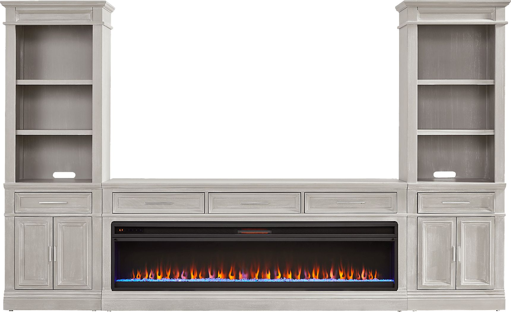 Stephenson Light Gray 4 Pc Wall Unit with 78 in. Console and Electric Fireplace