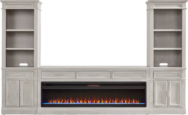 Stephenson Light Gray 4 Pc Wall Unit with 78" Console and Electric Fireplace - Thumbnail - Image 1