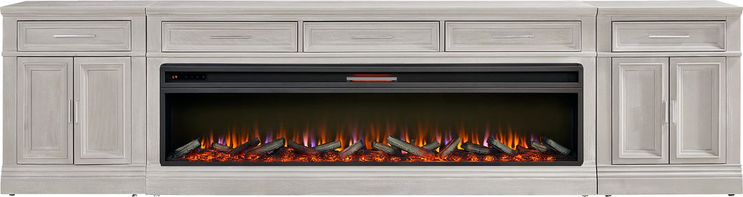 Stephenson Light Gray 4 Pc Console with Electric Log Fireplace