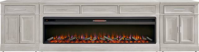 Stephenson Light Gray 4 Pc Wall Unit with 78" Console and Electric Log Fireplace - Thumbnail - Image 1
