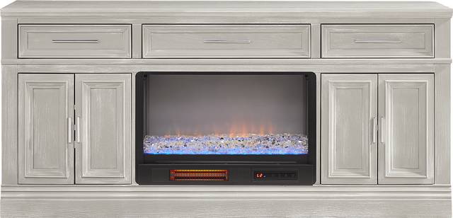 Stephenson Light Gray 70" Console with Electric Fireplace - Thumbnail - Image 1