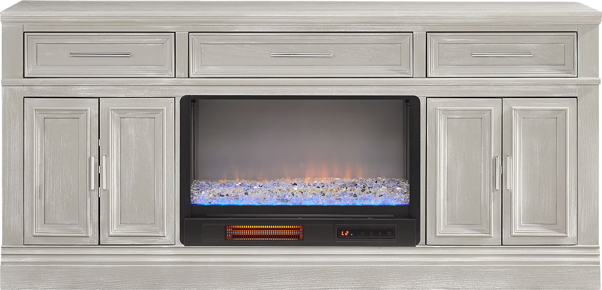 Stephenson Light Gray 70" Console with Electric Fireplace - Image 1