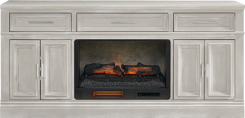Stephenson Light Gray 70" Console with Electric Log Fireplace