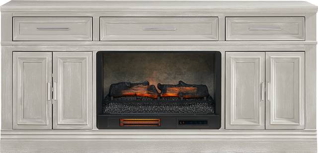 Stephenson Light Gray 70" Console with Electric Log Fireplace - Thumbnail - Image 1