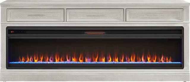 Stephenson Light Gray 78" Console with Electric Fireplace - Thumbnail - Image 1