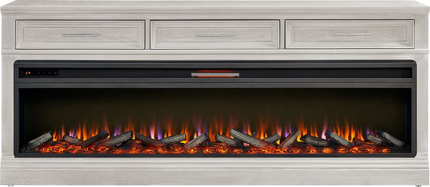 Stephenson Light Gray 78" Console with Electric Log Fireplace