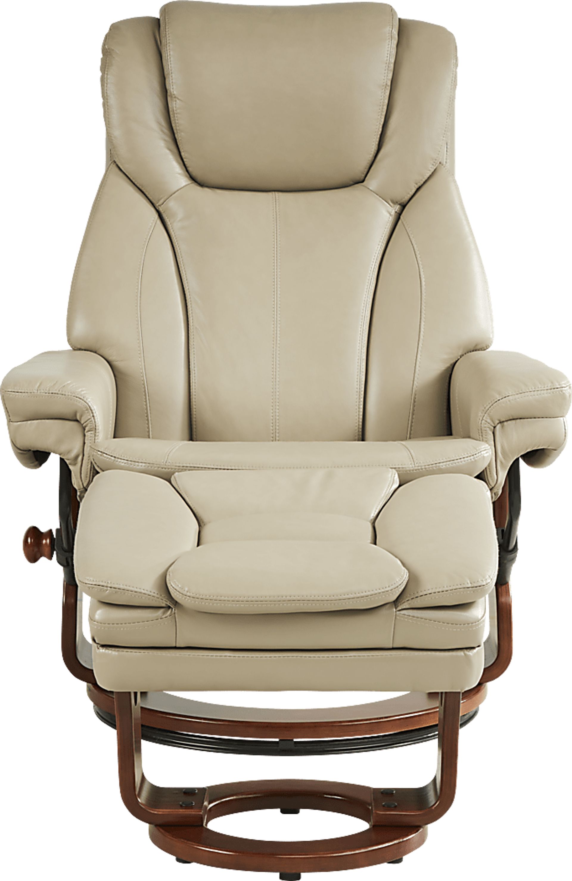 Stewart Place Beige Leather Recliner and Ottoman - Image 2