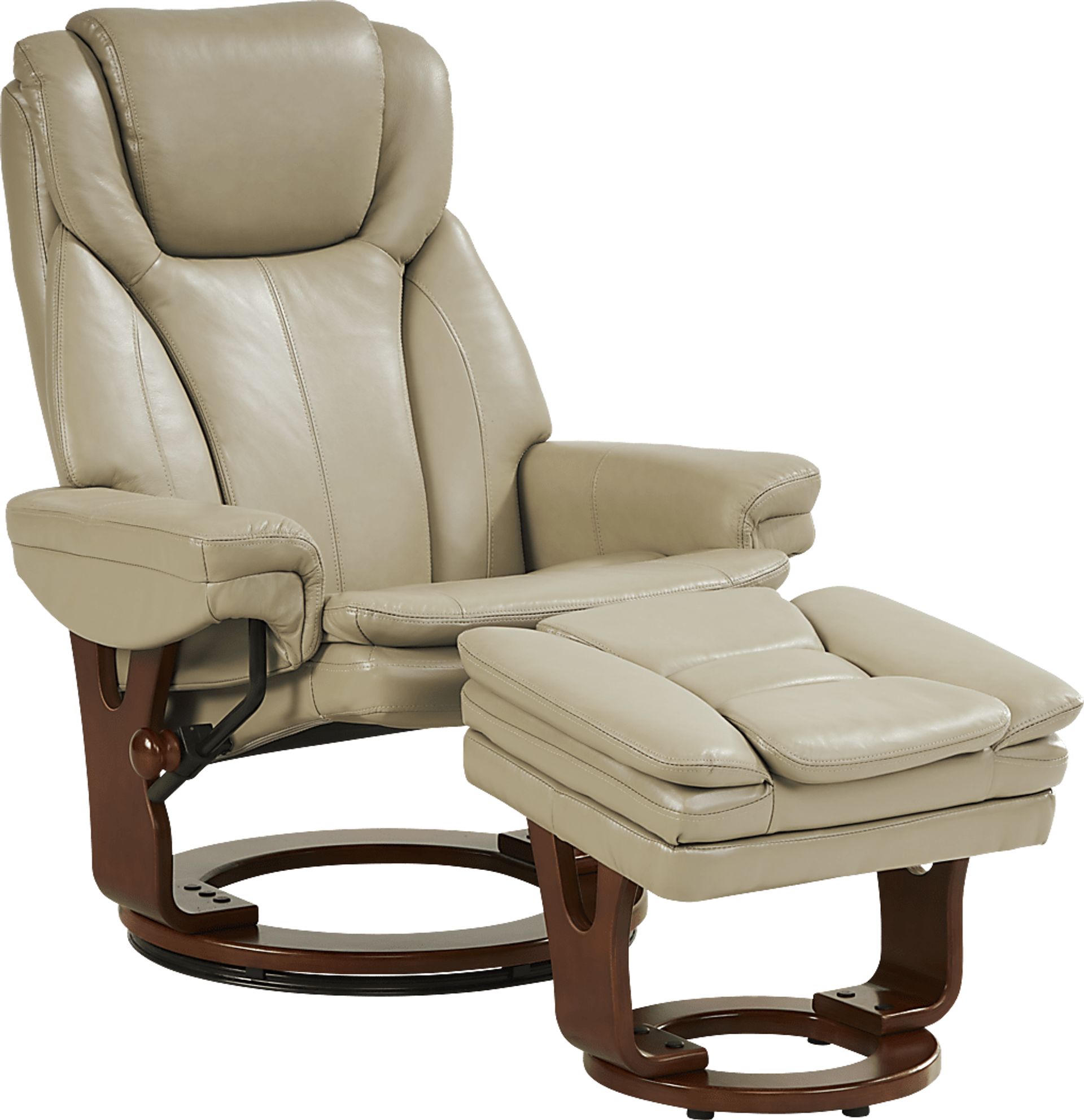 Stewart Place Beige Leather Recliner and Ottoman - Image 1