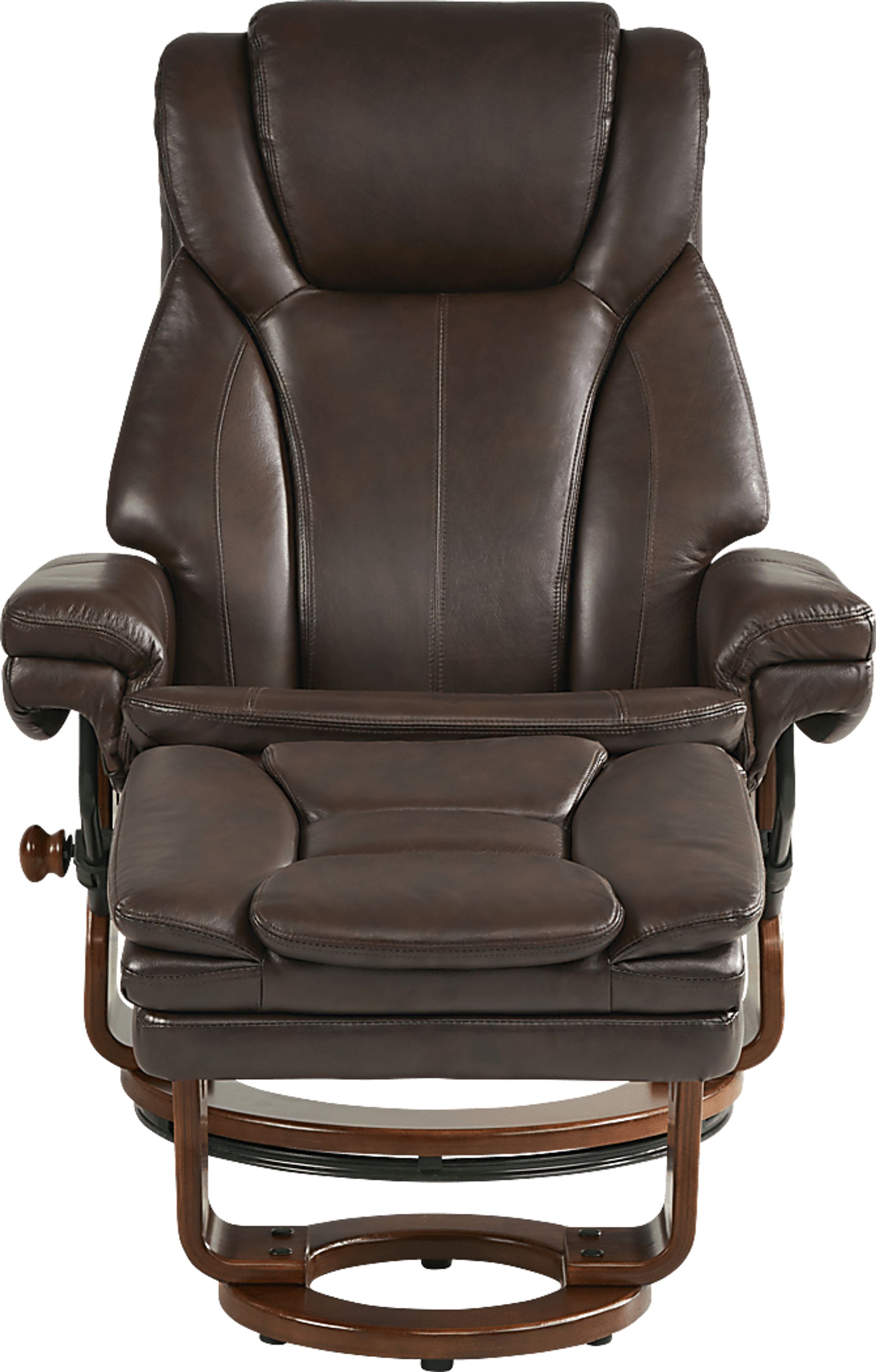 Stewart Place Brown Leather Recliner and Ottoman - Image 2
