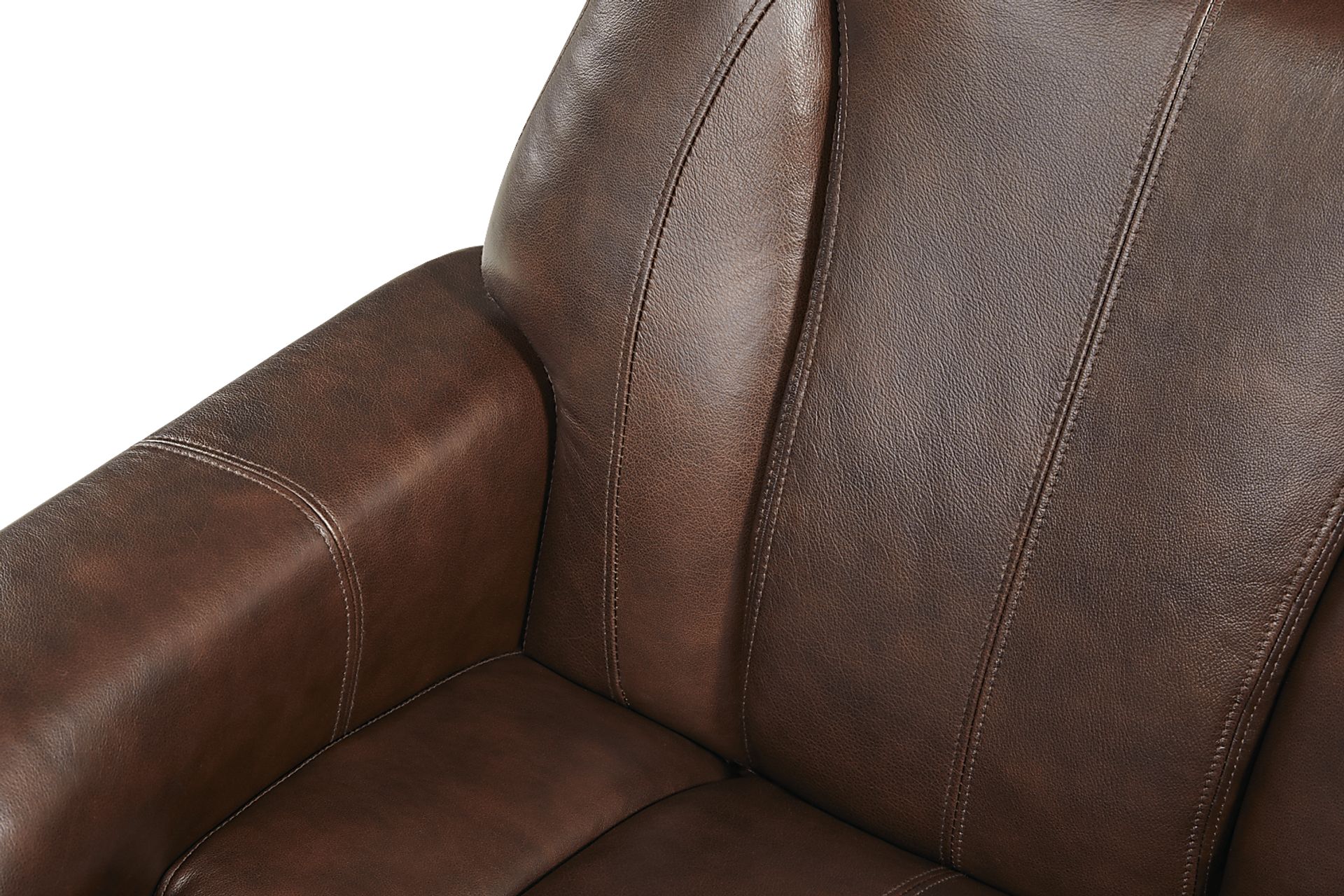 Stewart Place Brown Leather Recliner and Ottoman - Image 3