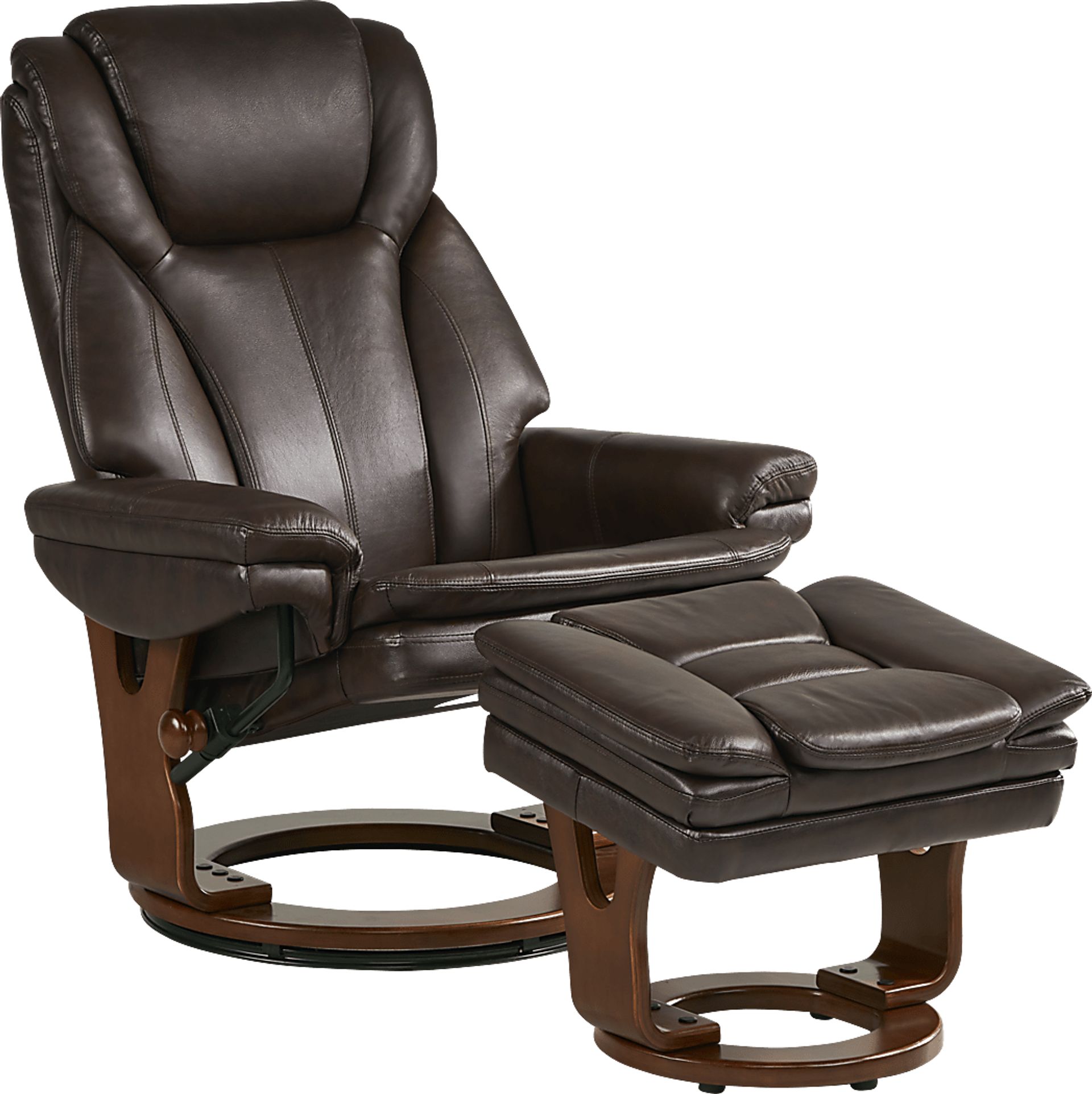 Stewart Place Brown Leather Recliner and Ottoman - Image 1
