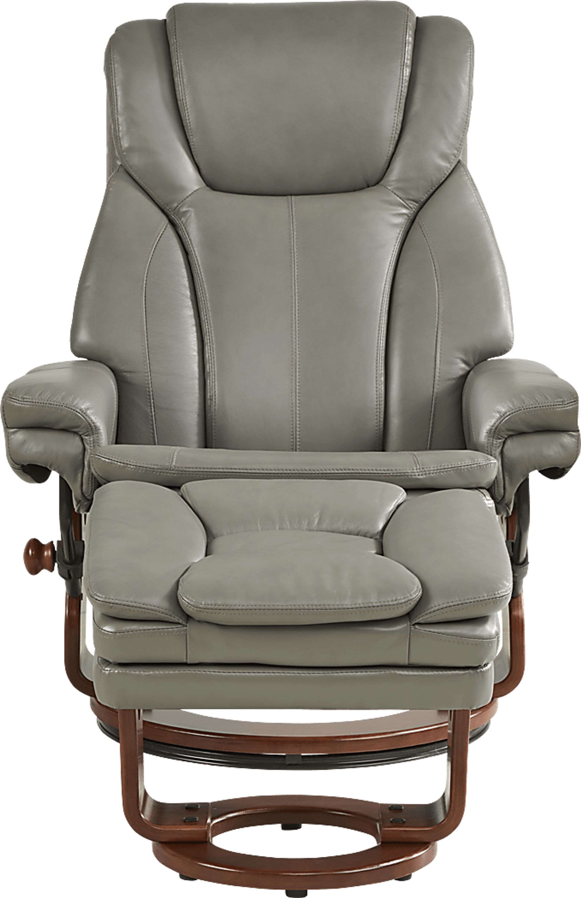 Stewart Place Gray Leather Recliner and Ottoman - Image 2