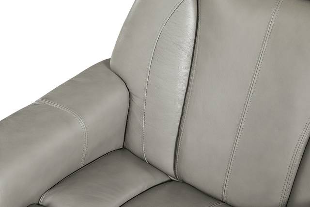 Stewart Place Gray Leather Recliner and Ottoman - Thumbnail - Image 3