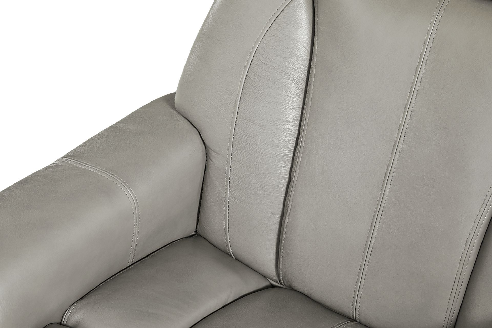 Stewart Place Gray Leather Recliner and Ottoman - Image 3