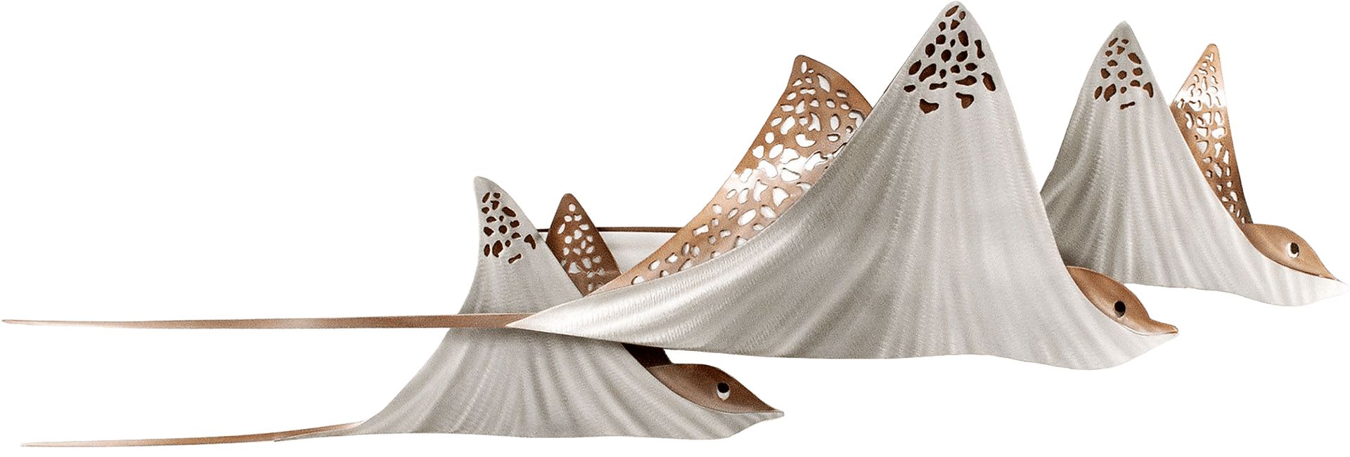 Stingray Family Silver Outdoor Wall Art - Image 1