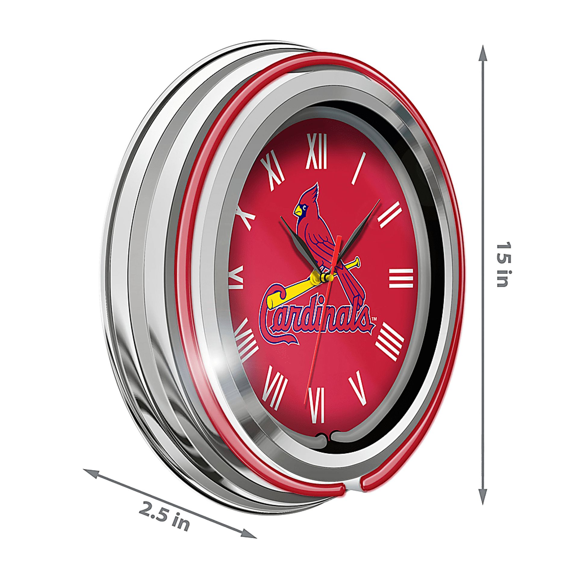 Stl. Cardinals Red Neon Wall Clock - Image 4