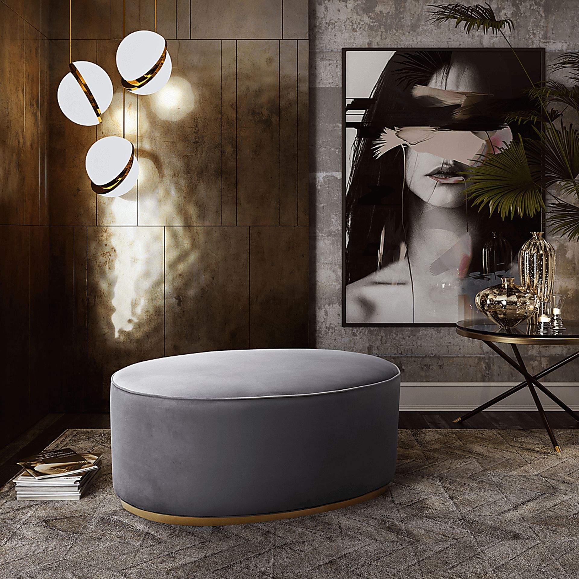 Stoella Gray Ottoman - Image 3
