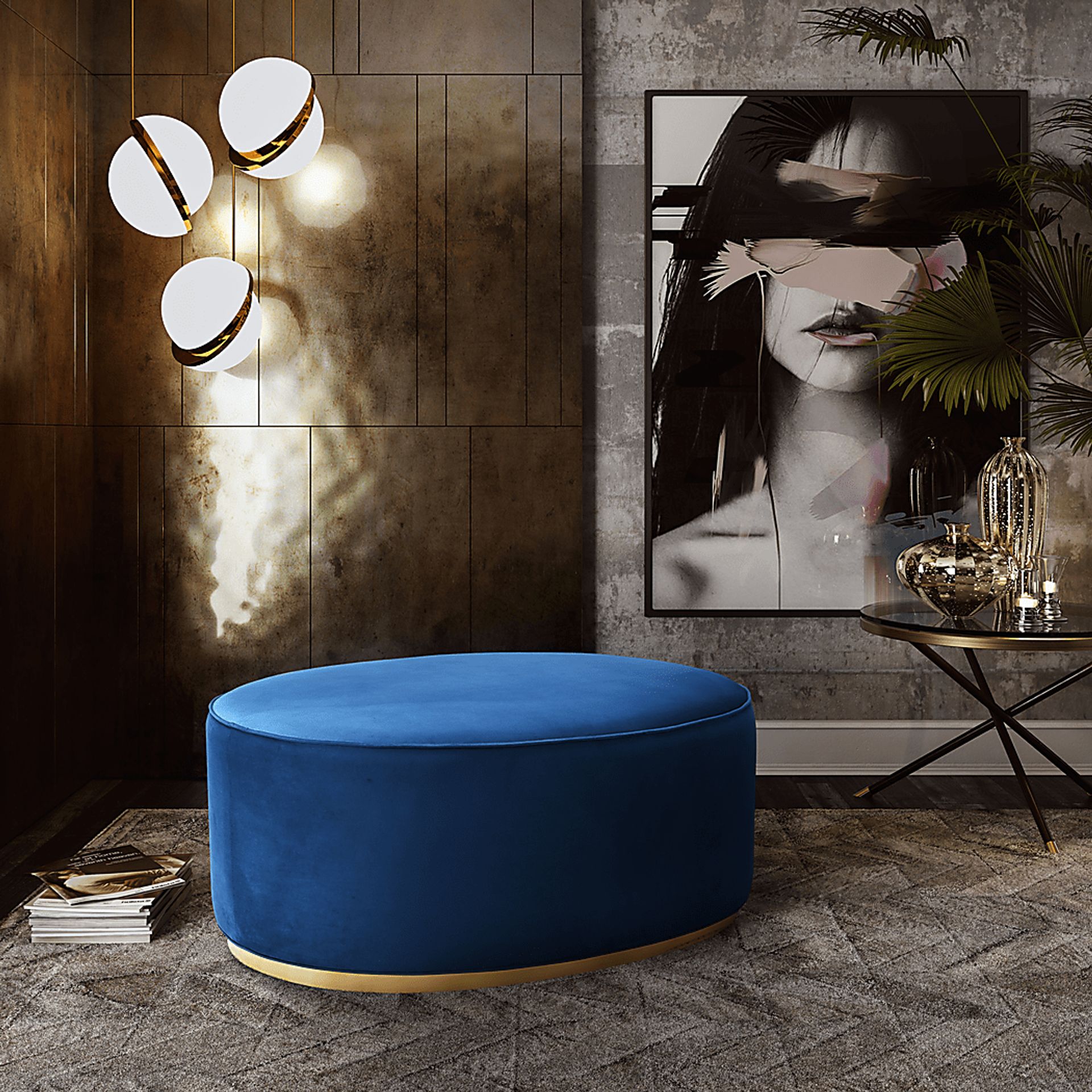 Stoella Navy Ottoman - Image 3
