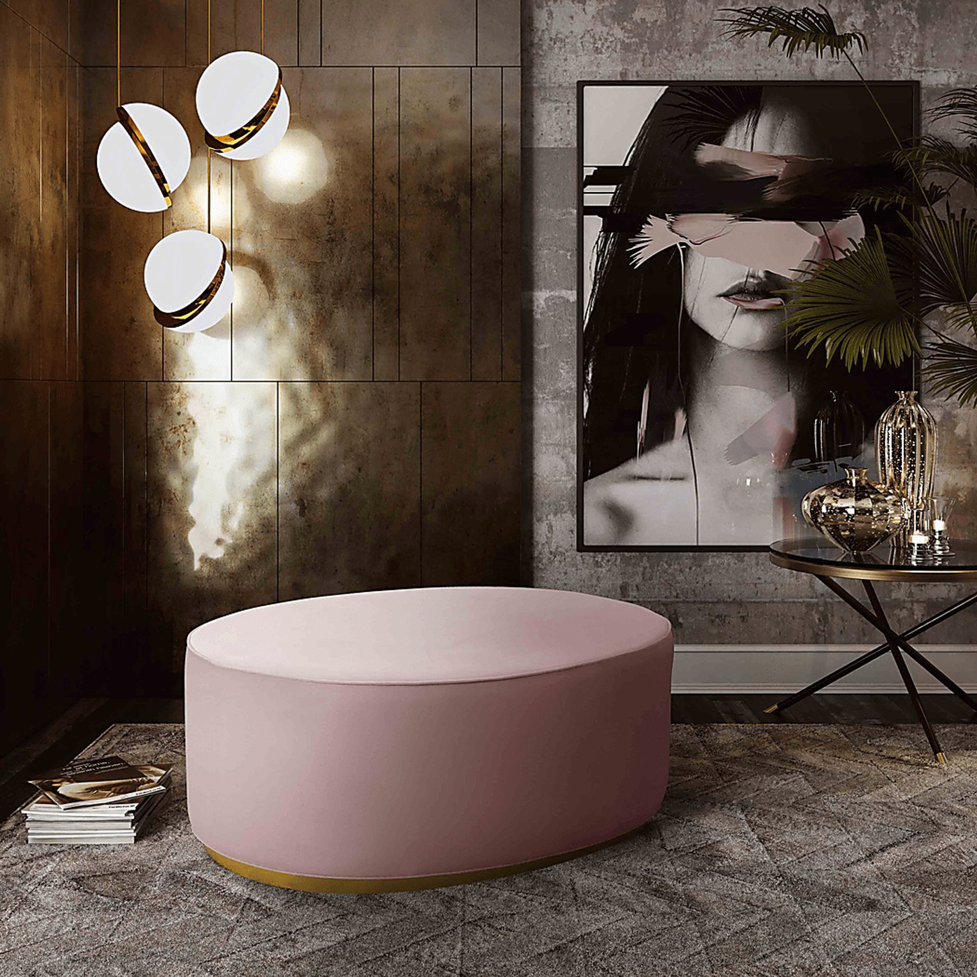 Stoella Pink Blush Ottoman - Image 3