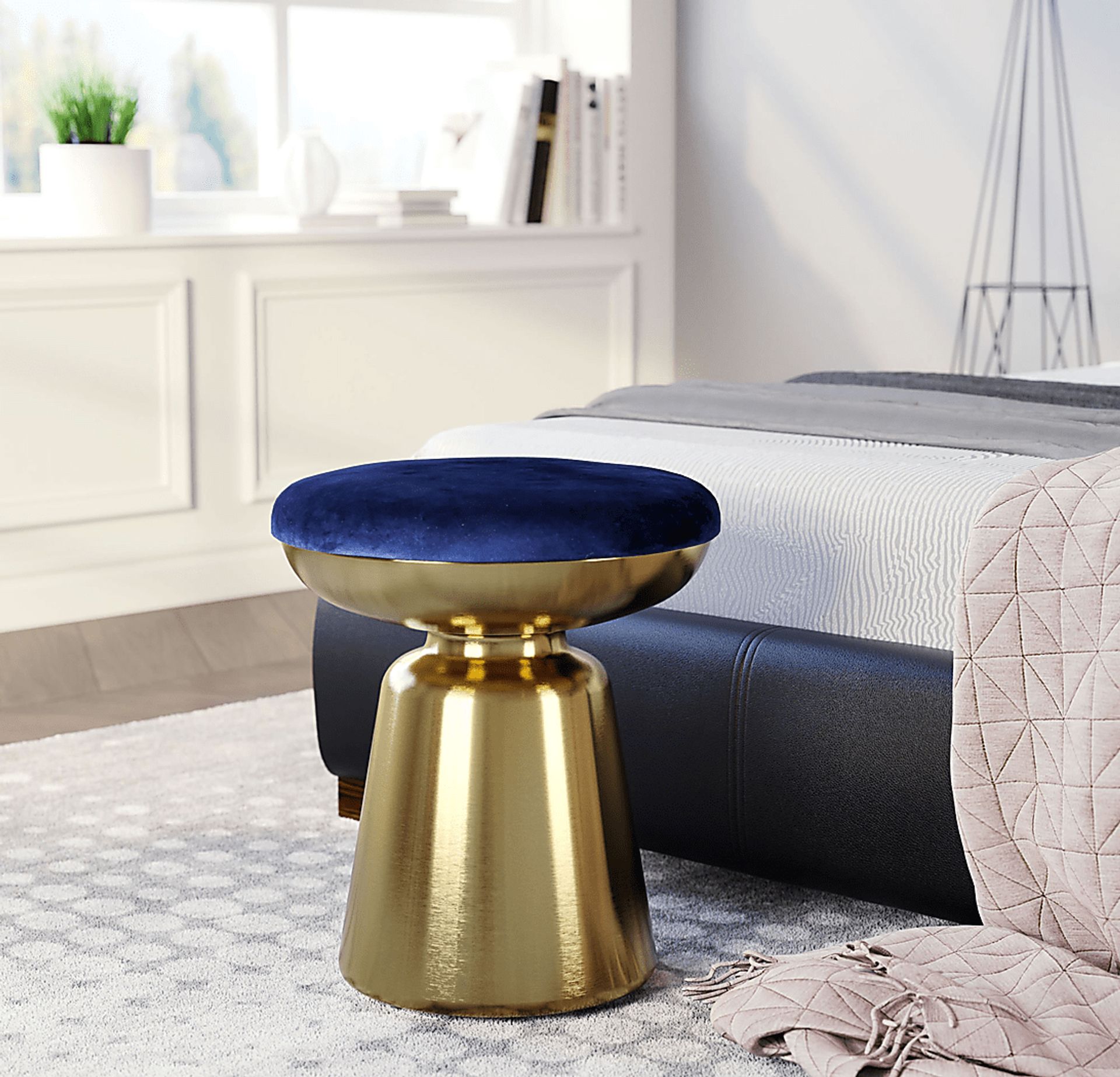 Stokley Blue Ottoman - Image 7