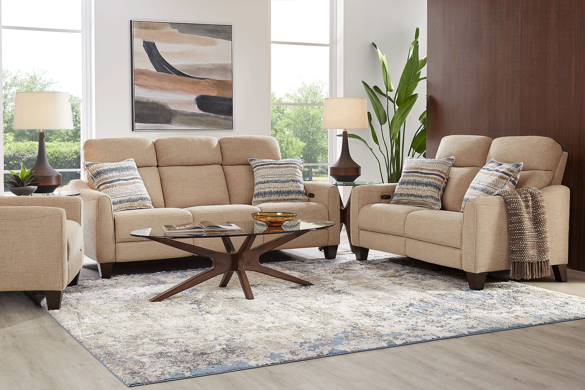 Stonecrest Camel 7 Pc Dual Power Reclining Living Room - Image 1