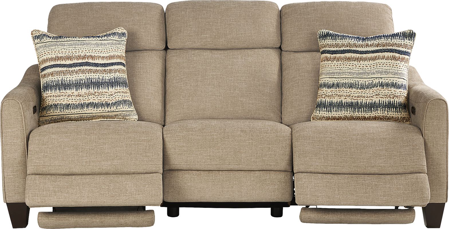 Stonecrest 2 Pc Camel Brown Chenille Fabric Dual Power Reclining Living ...
