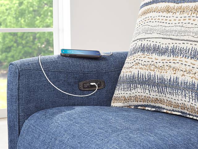 Stonecrest Indigo Dual Power Reclining Loveseat - Thumbnail - Image 4